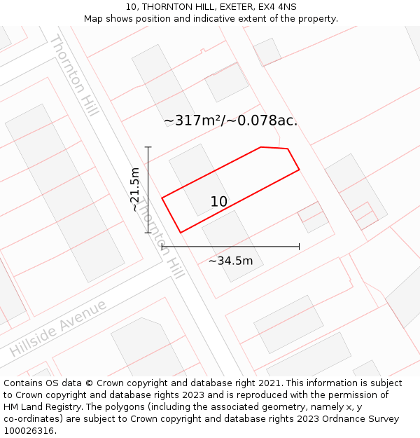 10, THORNTON HILL, EXETER, EX4 4NS: Plot and title map