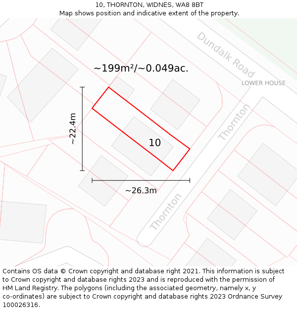 10, THORNTON, WIDNES, WA8 8BT: Plot and title map