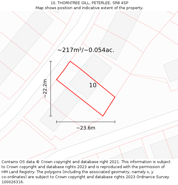10, THORNTREE GILL, PETERLEE, SR8 4SP: Plot and title map