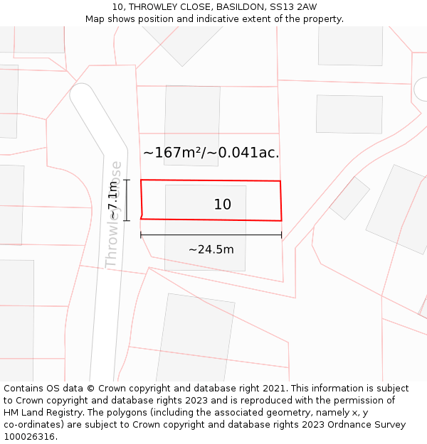 10, THROWLEY CLOSE, BASILDON, SS13 2AW: Plot and title map