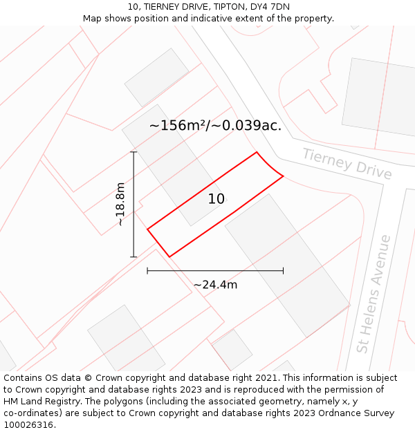10, TIERNEY DRIVE, TIPTON, DY4 7DN: Plot and title map