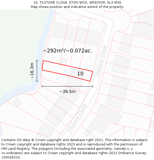10, TILSTONE CLOSE, ETON WICK, WINDSOR, SL4 6NG: Plot and title map