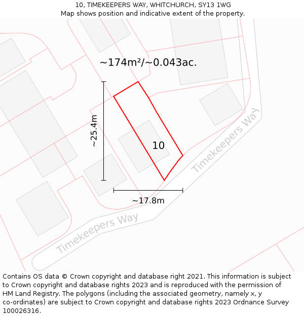 10, TIMEKEEPERS WAY, WHITCHURCH, SY13 1WG: Plot and title map