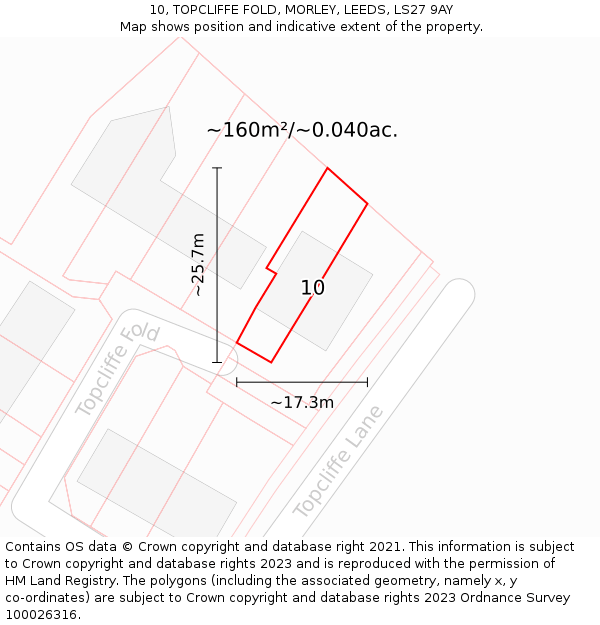 10, TOPCLIFFE FOLD, MORLEY, LEEDS, LS27 9AY: Plot and title map