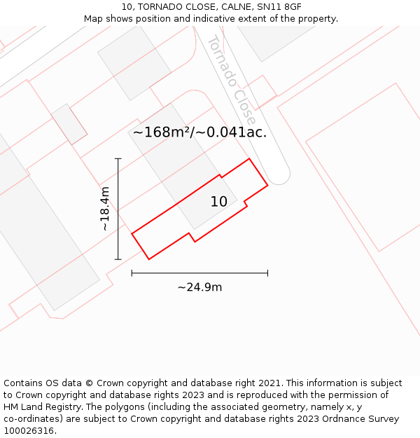 10, TORNADO CLOSE, CALNE, SN11 8GF: Plot and title map