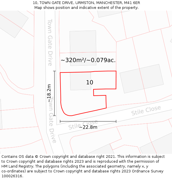 10, TOWN GATE DRIVE, URMSTON, MANCHESTER, M41 6ER: Plot and title map