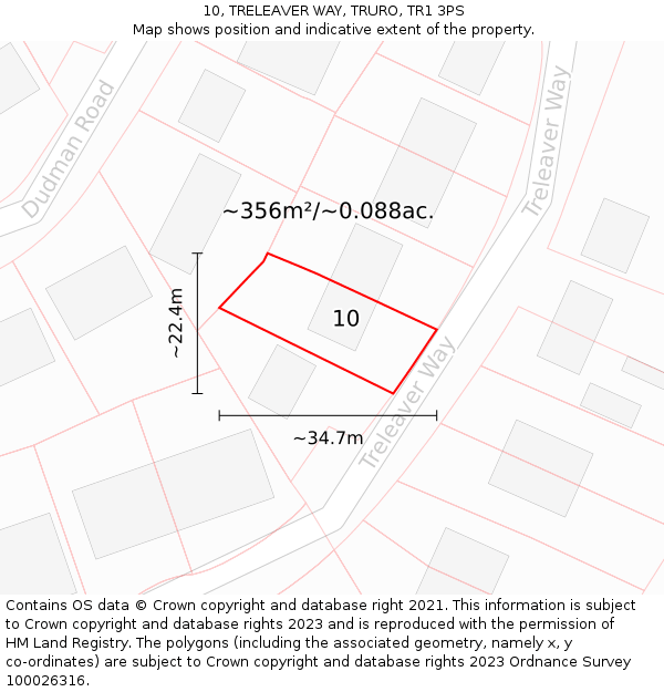 10, TRELEAVER WAY, TRURO, TR1 3PS: Plot and title map