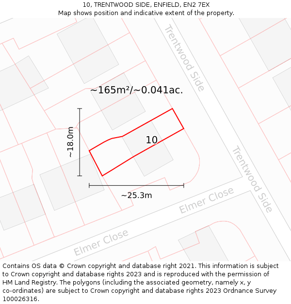 10, TRENTWOOD SIDE, ENFIELD, EN2 7EX: Plot and title map