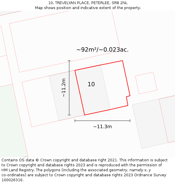 10, TREVELYAN PLACE, PETERLEE, SR8 2NL: Plot and title map