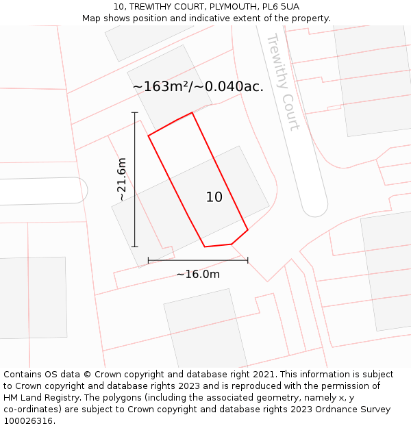 10, TREWITHY COURT, PLYMOUTH, PL6 5UA: Plot and title map