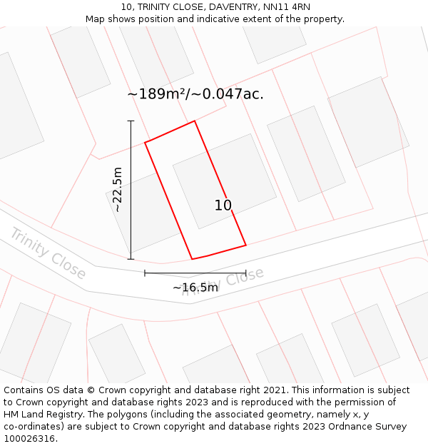 10, TRINITY CLOSE, DAVENTRY, NN11 4RN: Plot and title map