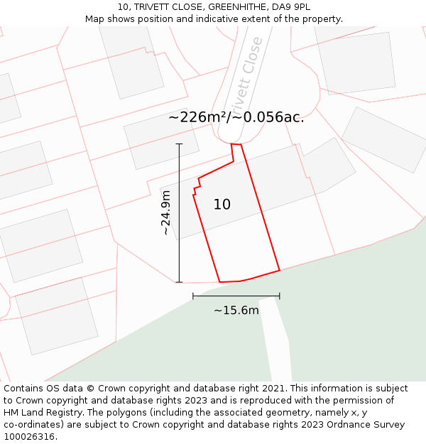 10, TRIVETT CLOSE, GREENHITHE, DA9 9PL: Plot and title map