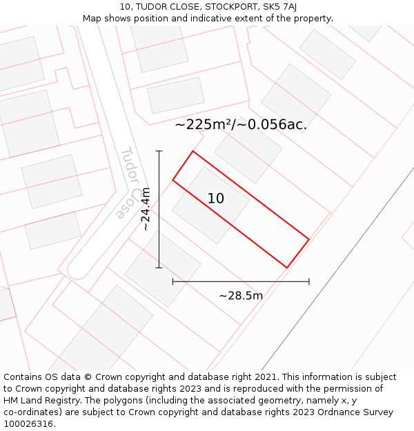 10, TUDOR CLOSE, STOCKPORT, SK5 7AJ: Plot and title map