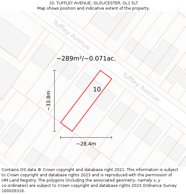 10, TUFFLEY AVENUE, GLOUCESTER, GL1 5LT: Plot and title map
