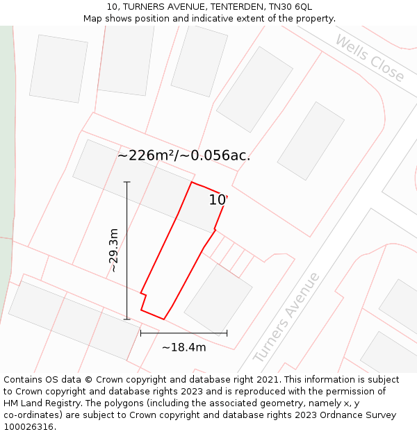 10, TURNERS AVENUE, TENTERDEN, TN30 6QL: Plot and title map