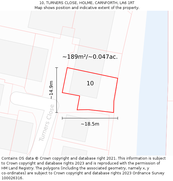 10, TURNERS CLOSE, HOLME, CARNFORTH, LA6 1RT: Plot and title map