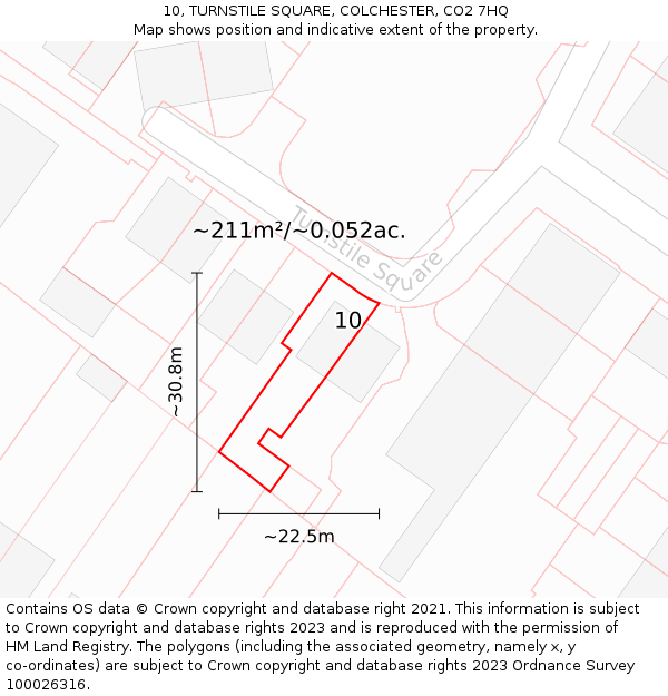 10, TURNSTILE SQUARE, COLCHESTER, CO2 7HQ: Plot and title map