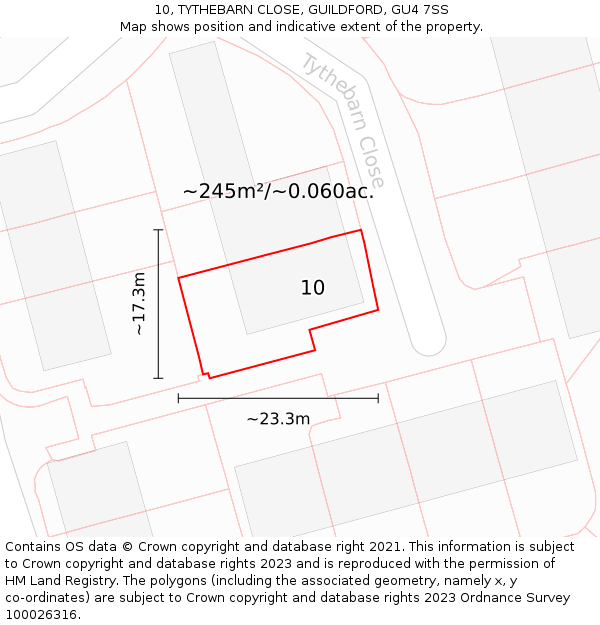 10, TYTHEBARN CLOSE, GUILDFORD, GU4 7SS: Plot and title map