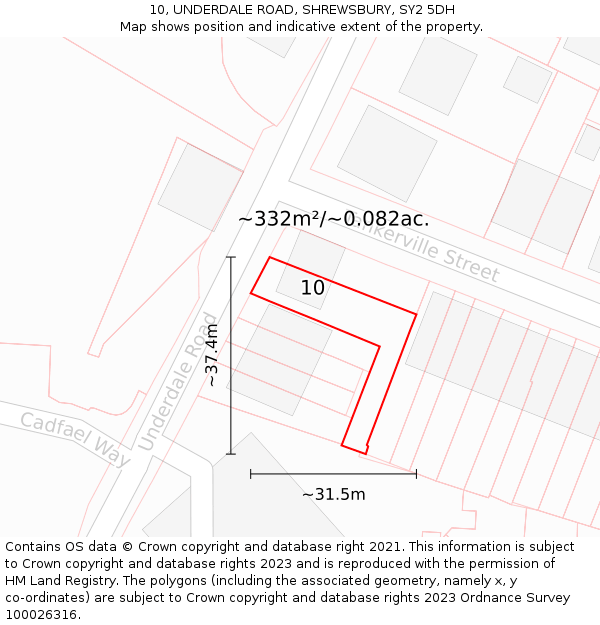 10, UNDERDALE ROAD, SHREWSBURY, SY2 5DH: Plot and title map