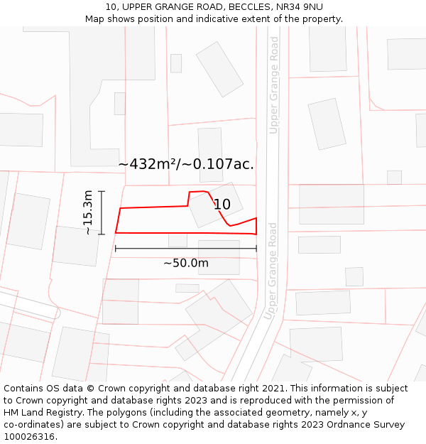 10, UPPER GRANGE ROAD, BECCLES, NR34 9NU: Plot and title map
