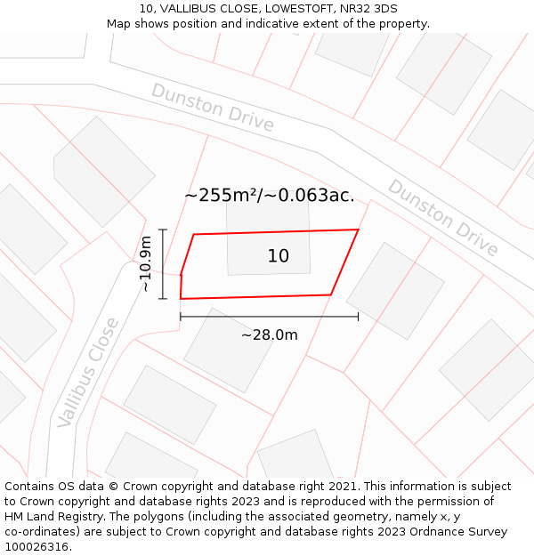 10, VALLIBUS CLOSE, LOWESTOFT, NR32 3DS: Plot and title map