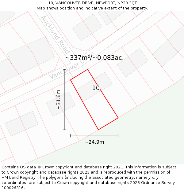 10, VANCOUVER DRIVE, NEWPORT, NP20 3QT: Plot and title map