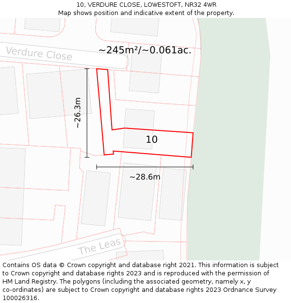 10, VERDURE CLOSE, LOWESTOFT, NR32 4WR: Plot and title map