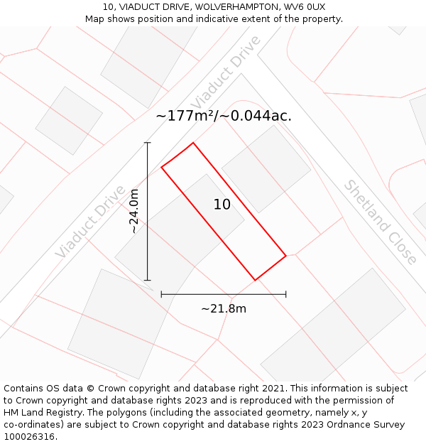 10, VIADUCT DRIVE, WOLVERHAMPTON, WV6 0UX: Plot and title map