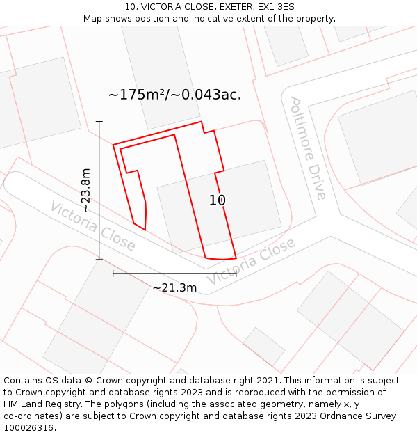 10, VICTORIA CLOSE, EXETER, EX1 3ES: Plot and title map