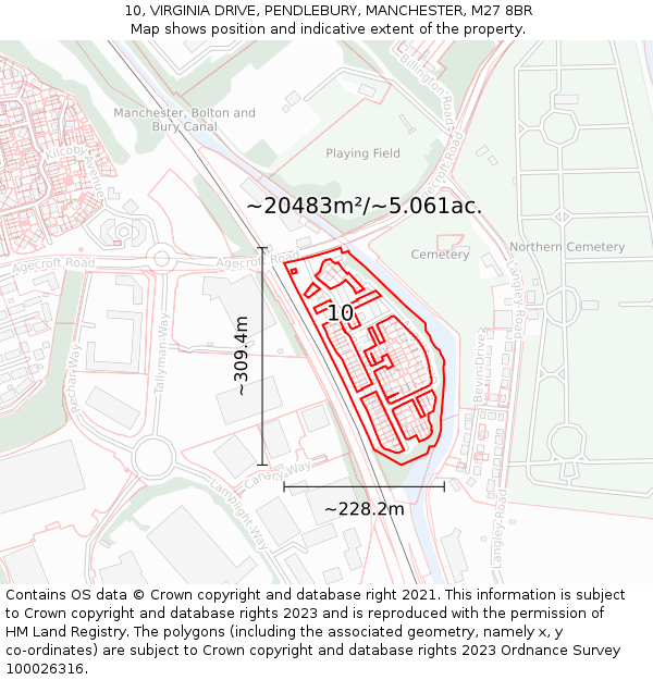 10, VIRGINIA DRIVE, PENDLEBURY, MANCHESTER, M27 8BR: Plot and title map