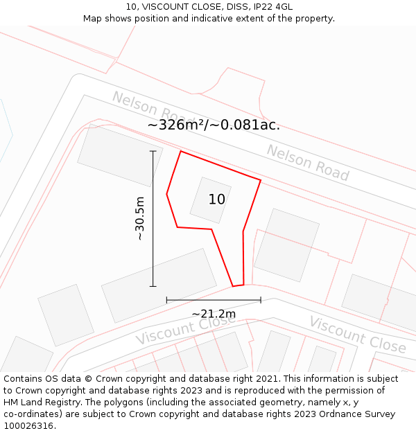 10, VISCOUNT CLOSE, DISS, IP22 4GL: Plot and title map