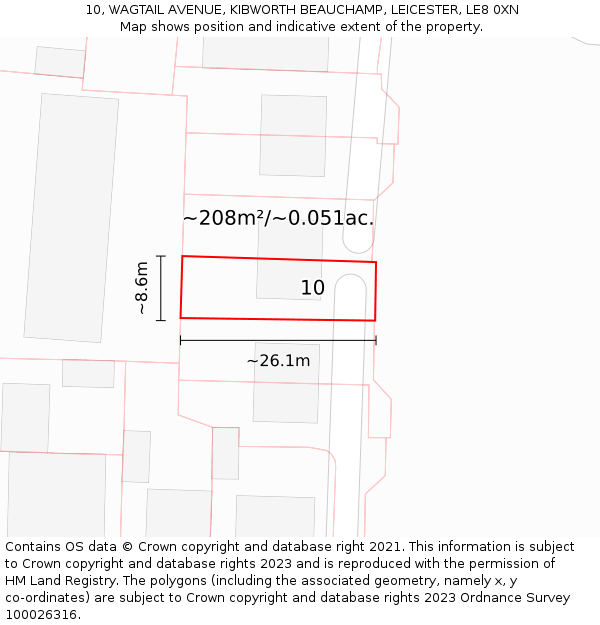 10, WAGTAIL AVENUE, KIBWORTH BEAUCHAMP, LEICESTER, LE8 0XN: Plot and title map