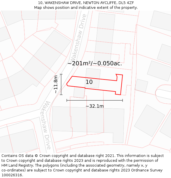 10, WAKENSHAW DRIVE, NEWTON AYCLIFFE, DL5 4ZF: Plot and title map