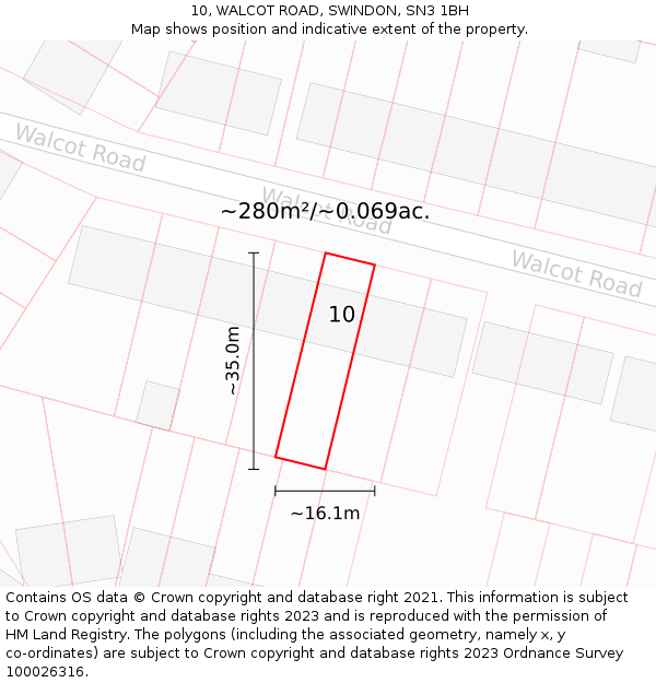 10, WALCOT ROAD, SWINDON, SN3 1BH: Plot and title map