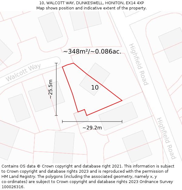 10, WALCOTT WAY, DUNKESWELL, HONITON, EX14 4XP: Plot and title map