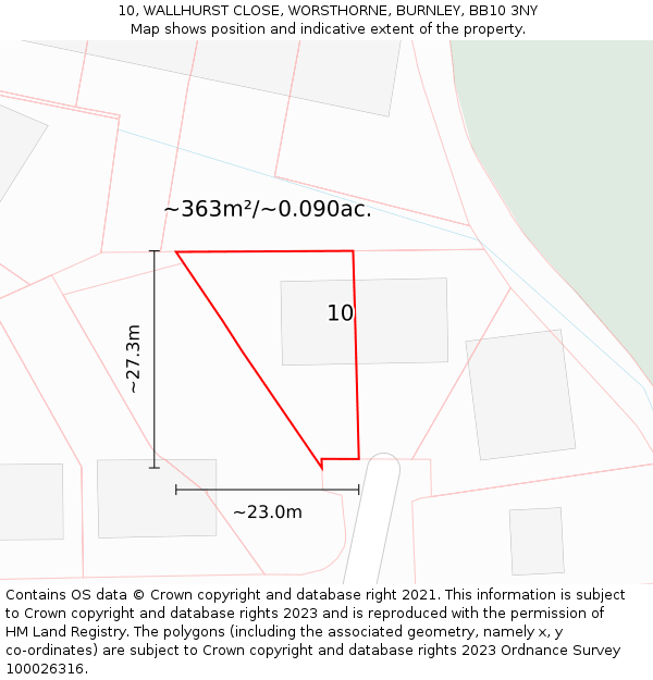 10, WALLHURST CLOSE, WORSTHORNE, BURNLEY, BB10 3NY: Plot and title map