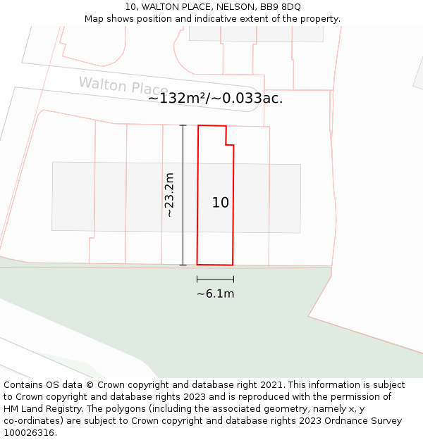10, WALTON PLACE, NELSON, BB9 8DQ: Plot and title map
