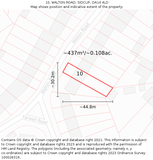 10, WALTON ROAD, SIDCUP, DA14 4LD: Plot and title map