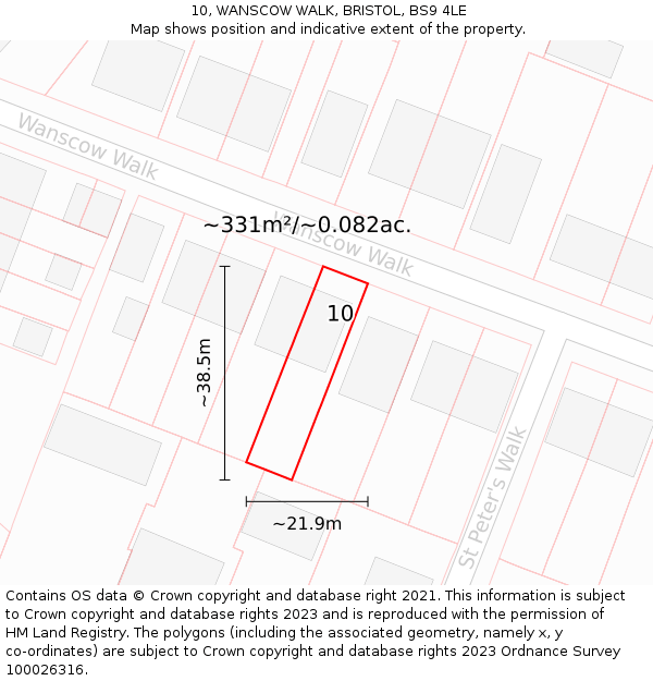 10, WANSCOW WALK, BRISTOL, BS9 4LE: Plot and title map