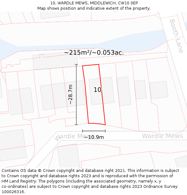 10, WARDLE MEWS, MIDDLEWICH, CW10 0EP: Plot and title map