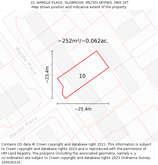 10, WARDLE PLACE, OLDBROOK, MILTON KEYNES, MK6 2XT: Plot and title map