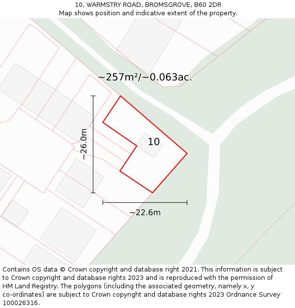 10, WARMSTRY ROAD, BROMSGROVE, B60 2DR: Plot and title map