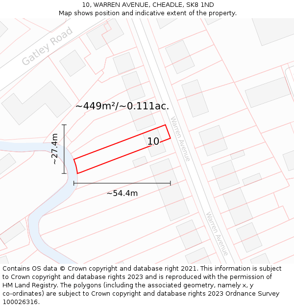 10, WARREN AVENUE, CHEADLE, SK8 1ND: Plot and title map