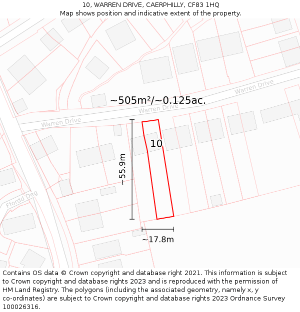 10, WARREN DRIVE, CAERPHILLY, CF83 1HQ: Plot and title map