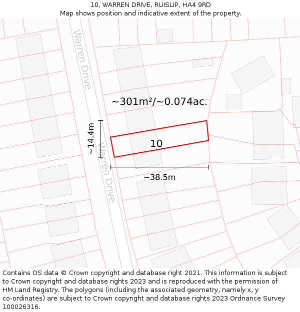 10, WARREN DRIVE, RUISLIP, HA4 9RD: Plot and title map
