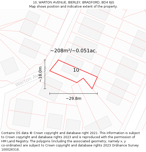 10, WARTON AVENUE, BIERLEY, BRADFORD, BD4 6JG: Plot and title map