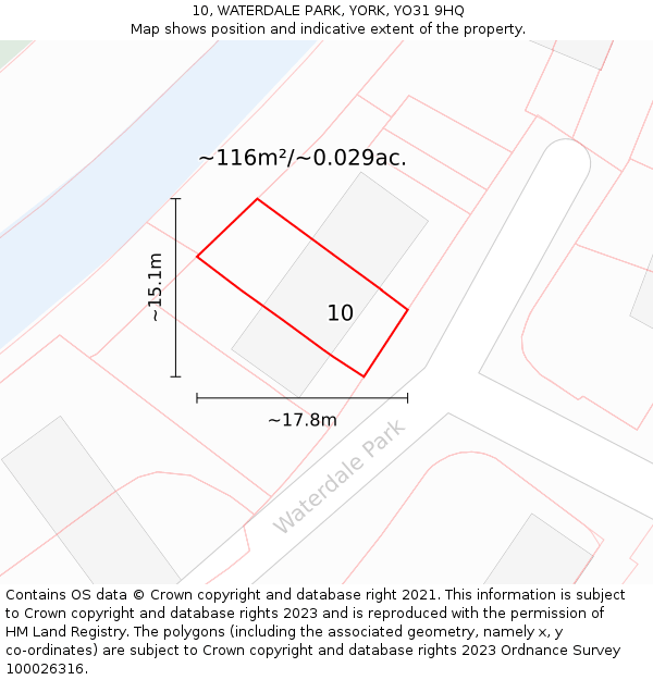 10, WATERDALE PARK, YORK, YO31 9HQ: Plot and title map