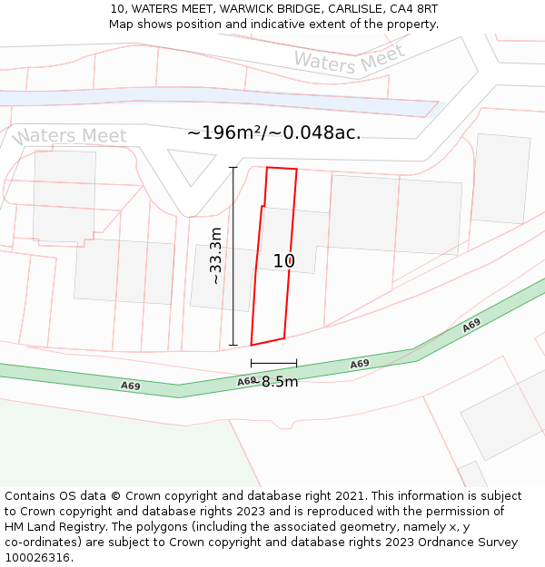 10, WATERS MEET, WARWICK BRIDGE, CARLISLE, CA4 8RT: Plot and title map
