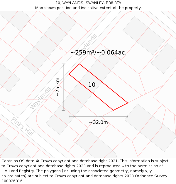 10, WAYLANDS, SWANLEY, BR8 8TA: Plot and title map