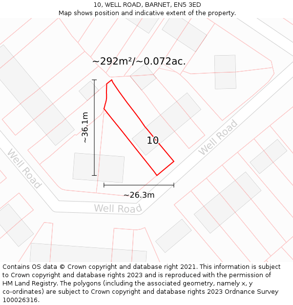 10, WELL ROAD, BARNET, EN5 3ED: Plot and title map